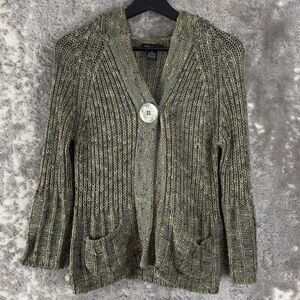 BCBGMaxazria Size M Big Single Button Snap Button Ribbed Knit Cardigan Sweater